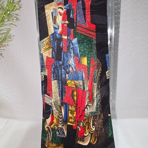 PICASSO COLLECTION BY FINE ARTS FASHIONS "MAN WITH A PIPE" MENS TIE SILK EUC - Picture 2 of 6